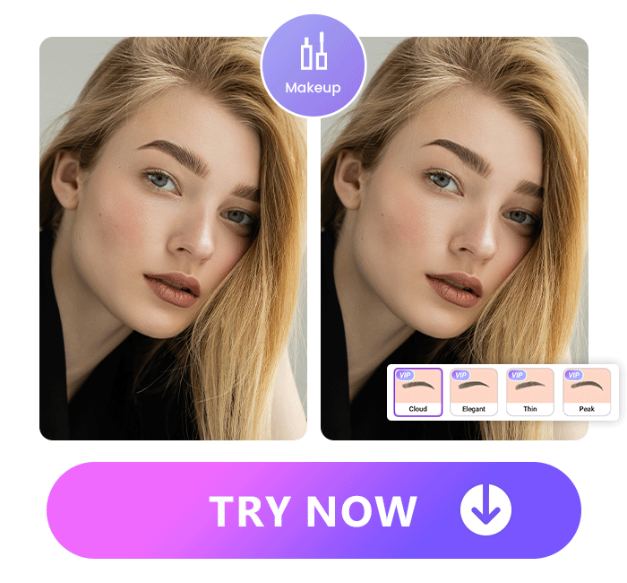 try 4 different eyebrows on a woman's photo with Vivid Glam